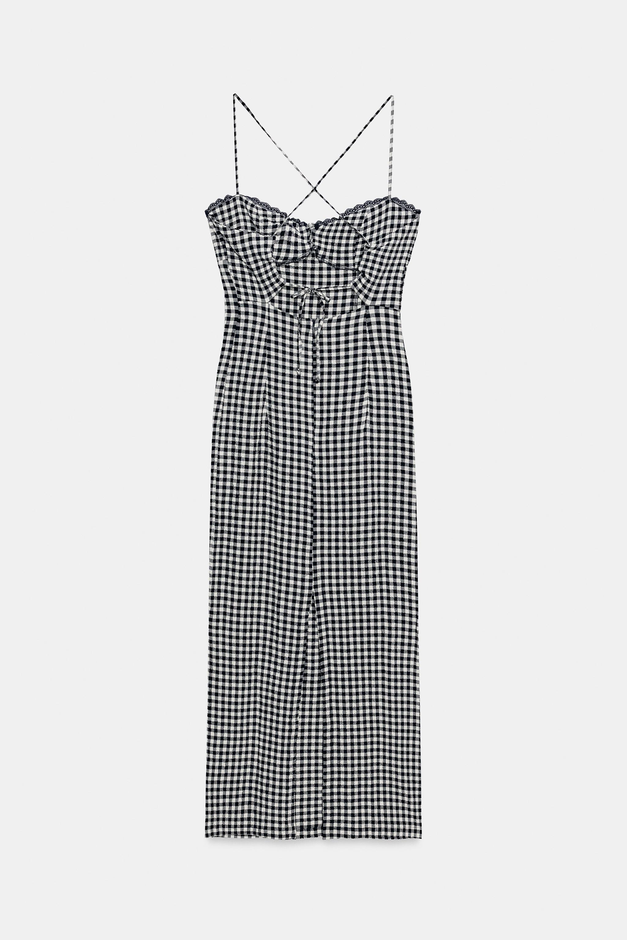 FITTED GINGHAM MIDI DRESS